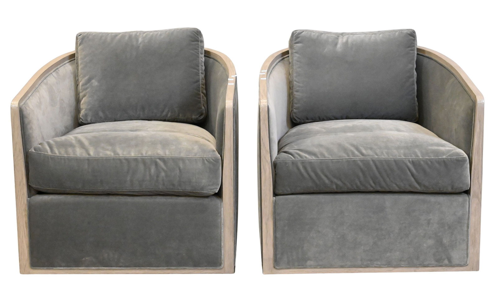 Pair of Restoration Hardware "Dixon" Swivel Club Chairs: Pair of Restoration Hardware "Dixon" Swivel Club Chairs retail price $3,140 per chair height 30 inches, width 29 1/2 inches