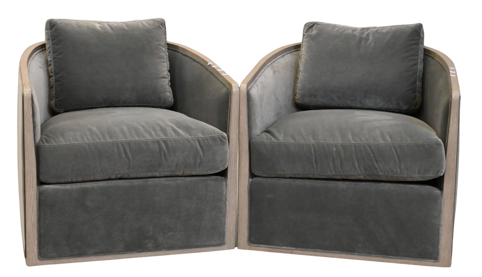 Pair of Restoration Hardware "Dixon" Swivel Club Chairs: Pair of Restoration Hardware "Dixon" Swivel Club Chairs retail price $3,140 per chair height 30 inches, width 29 1/2 inches