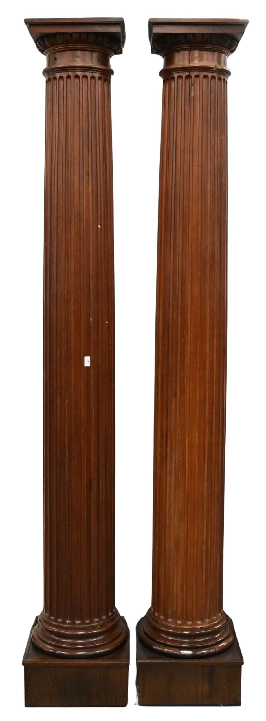 Pair of Large Carved and Fluted Doric Style Wood Columns (1 of 4)