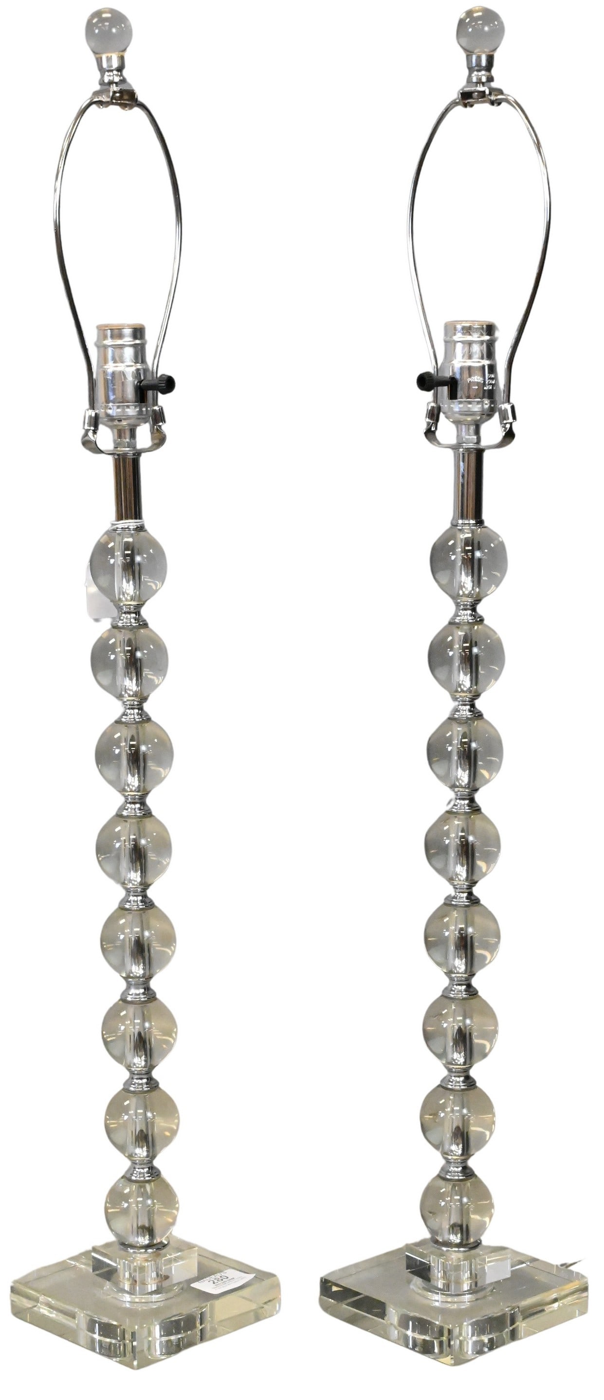 Pair of Mid Century Clear Glass and Chrome Ball Form Table Lamps (1 of 5)