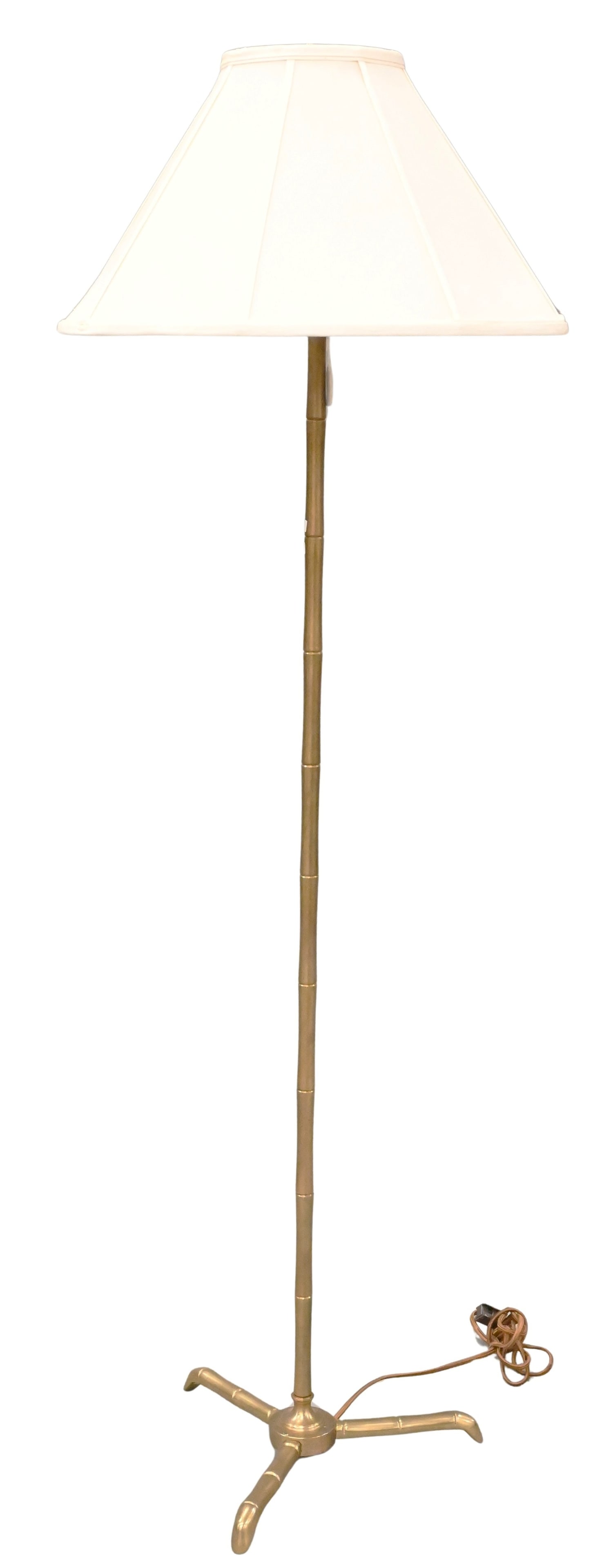 Vaughan Designs Bamboo Molded Brass Standing Lamp: Vaughan Designs Bamboo Molded Brass Standing Lamp on a tripod base, model number SL26 height 63 inches