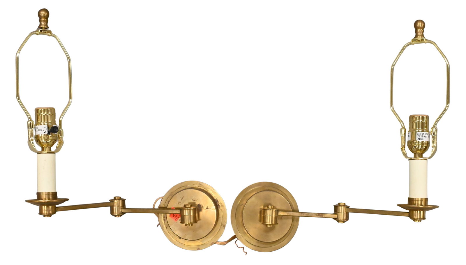 Pair of Mid-Century Heavy Brass Articulating Wall Sconces (1 of 4)