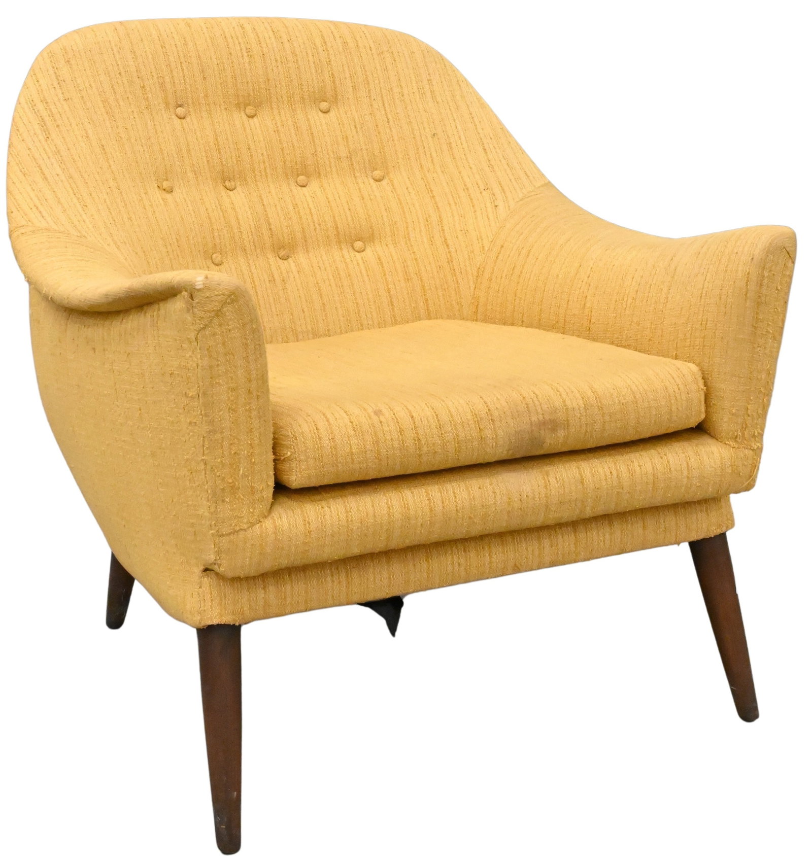 Attributed to Adrian Pearsall for Craft Associates Mid Century Modern Club Chair: Attributed to Adrian Pearsall for Craft Associates Mid Century Modern Club Chair having shaped tufted back height 31 inches, width 31 inches, depth 27 inches