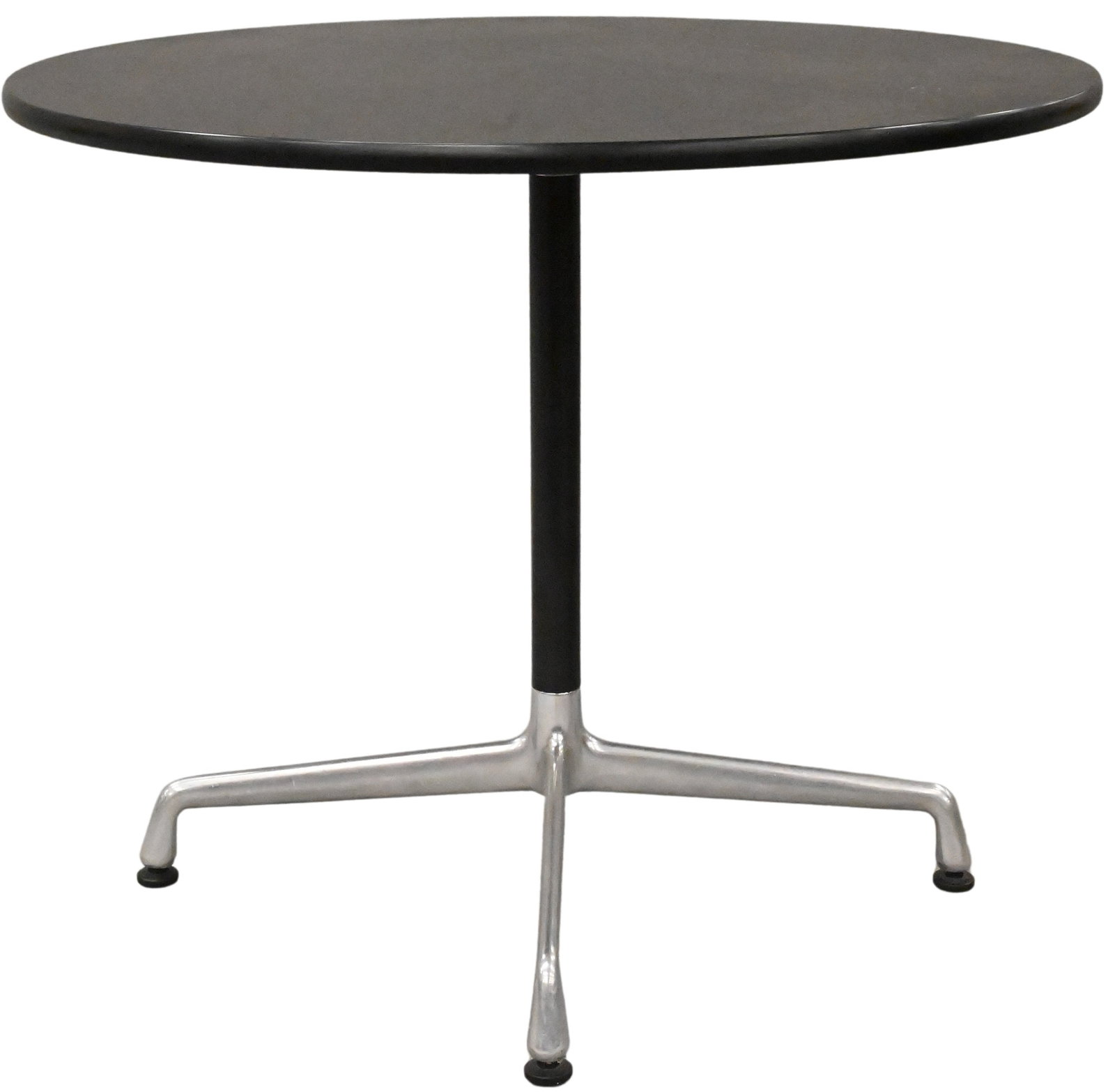 Charles and Ray Eames for Herman Miller Round Table: Charles and Ray Eames for Herman Miller Round Table having aluminum segmented base, bearing Herman Miller tag to underside height 28 1/2 inches, diameter 30 inches Reference: Current comparable exampl