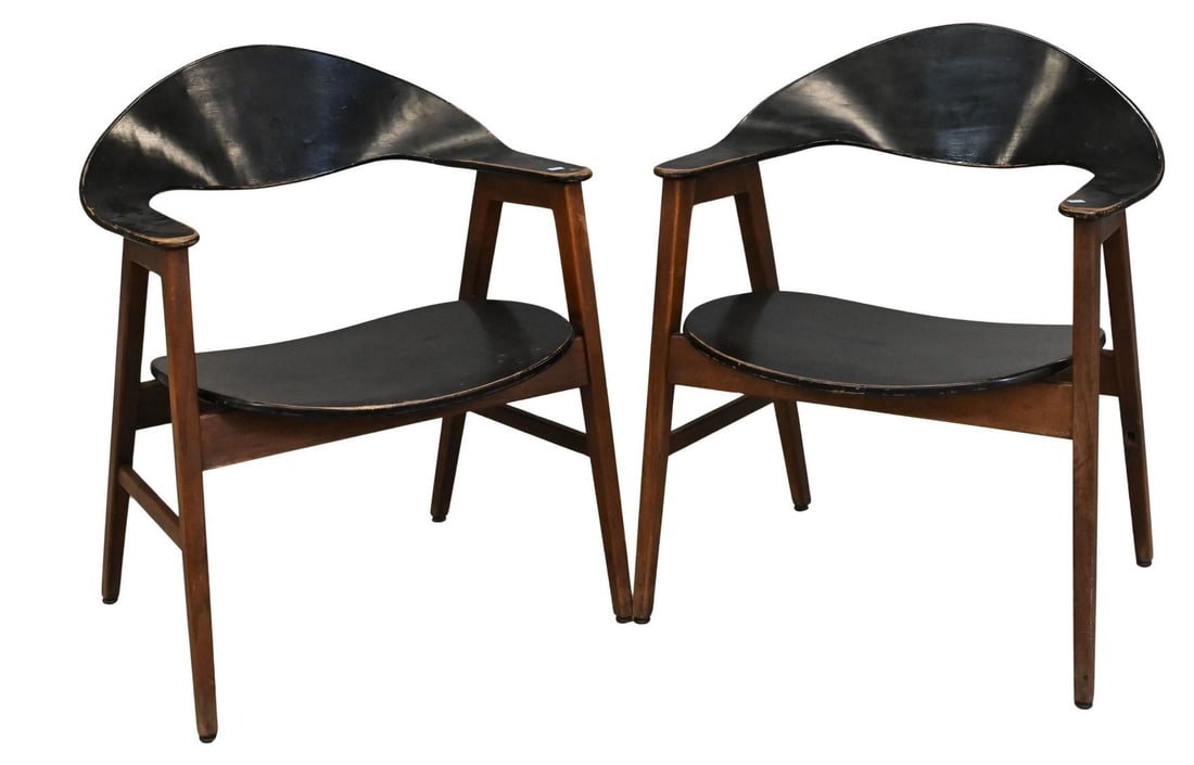 Pair of Mid-Century Modern Paoli Style Plywood Armchairs: Pair of Mid-Century Modern Paoli Style Plywood Armchairs height 31 inches