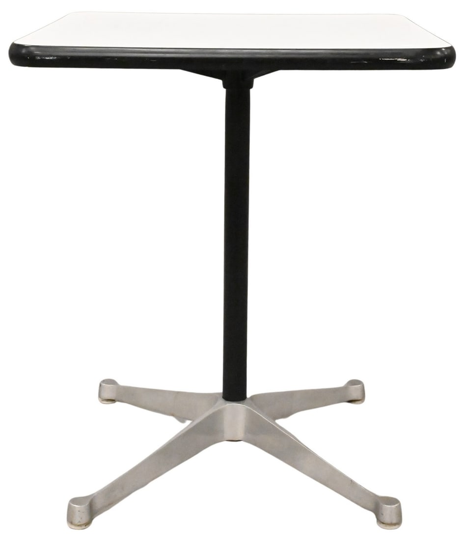 Herman Miller Eames Occasional Table Designed by Charles and Ray Eames: Herman Miller Eames Occasional Table Designed by Charles and Ray Eames missing wheels height 29 inches, top 24 1/2" x 24 1/2" Reference: Current comparable examples retail for approximately $895 throu