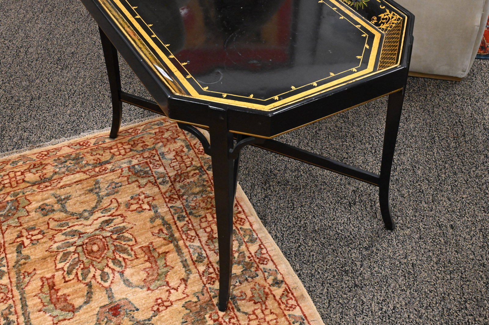 Chinoiserie Black Lacquer Tray Table - 3