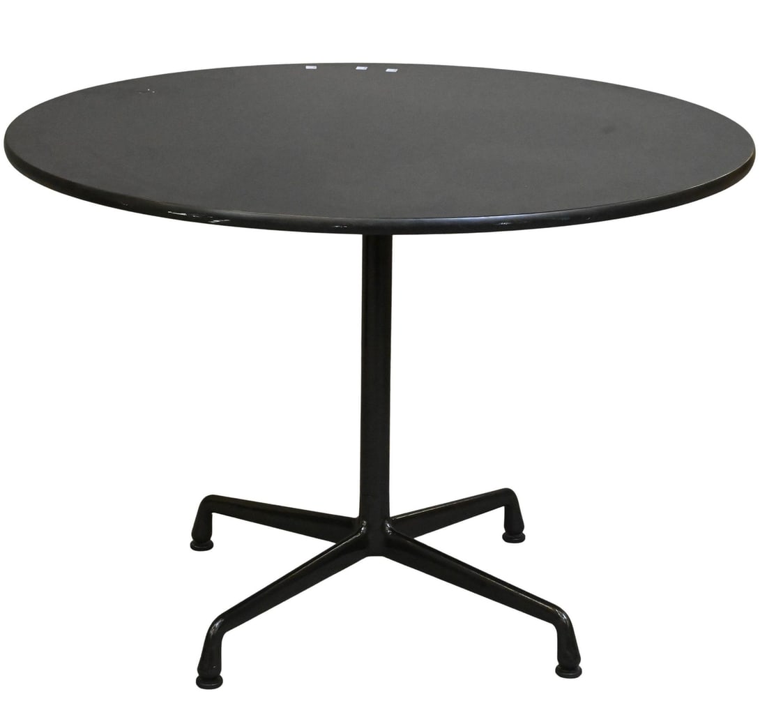 Charles and Ray Eames for Herman Miller Round Table: Charles and Ray Eames for Herman Miller Round Table having alluminum segmented base, bearing Herman Miller tag to underside height 29 inches, diameter 41 1/2 inches Reference: Current comparable examp