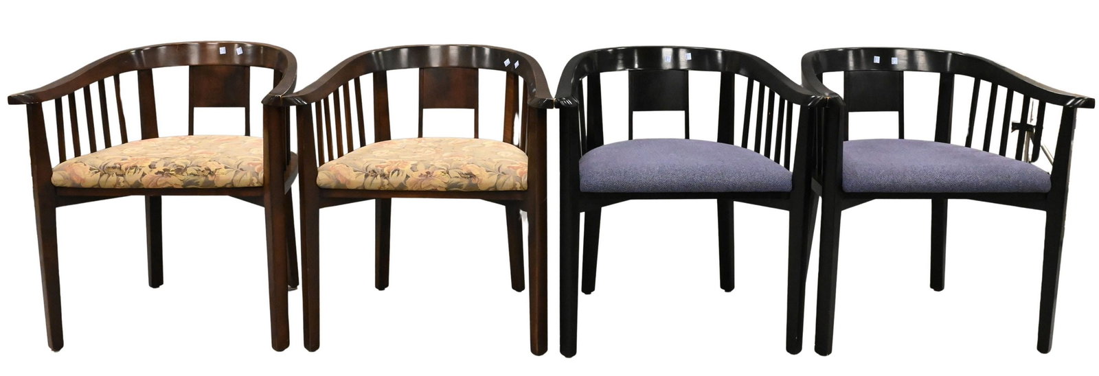 Set of Four Helikon Office Chairs: Set of Four Helikon Office Chairs to include one pair having black finish and one pair having natural wood finish height 30 inches, width 26 inches, depth 21 inches
