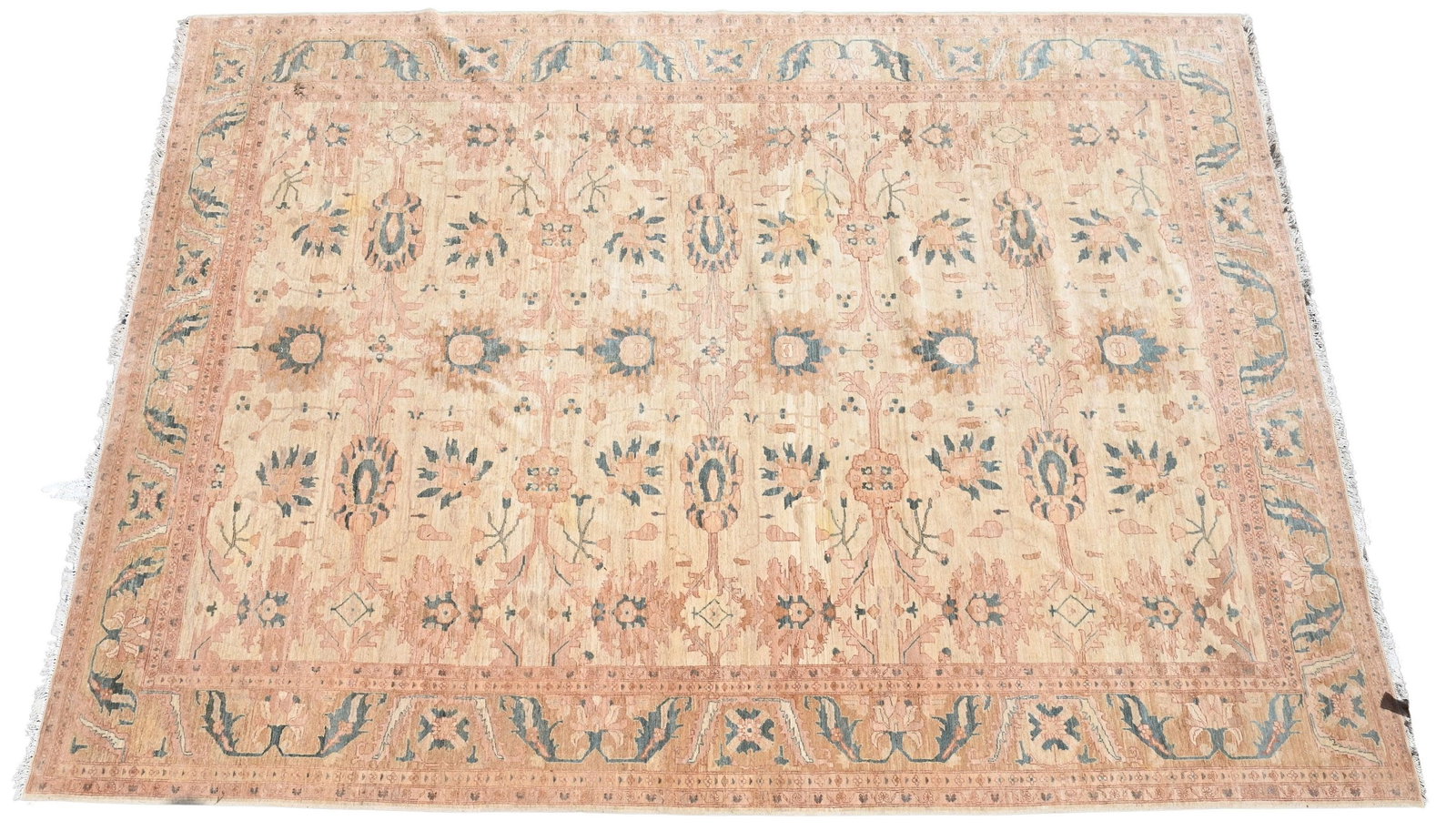 Oushak Oriental Carpet: Oushak Oriental Carpet with large floral designs 12' x 17'