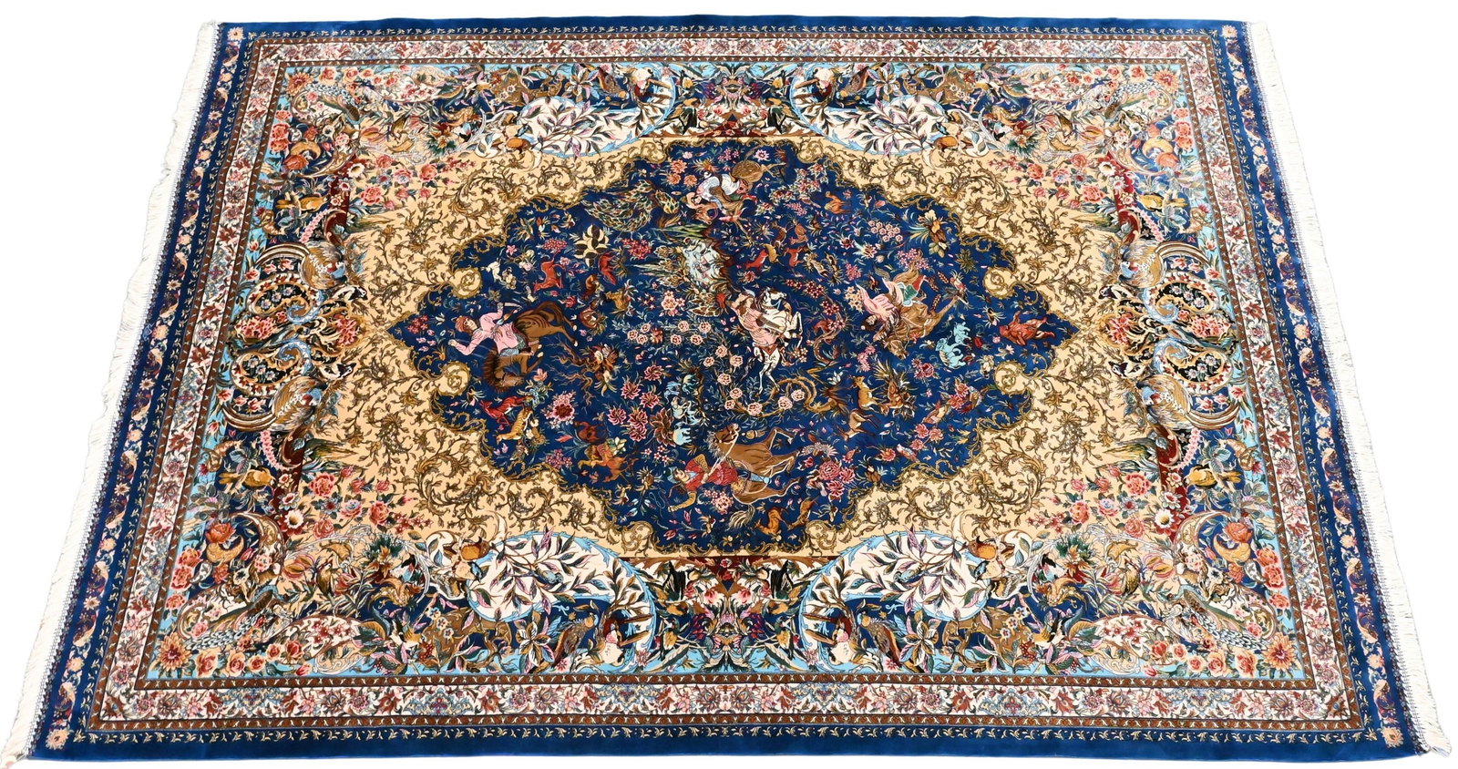 Silk Contemporary Pictorial Rug: Silk Contemporary Pictorial Rug having animals and birds 5' x 7' 4"