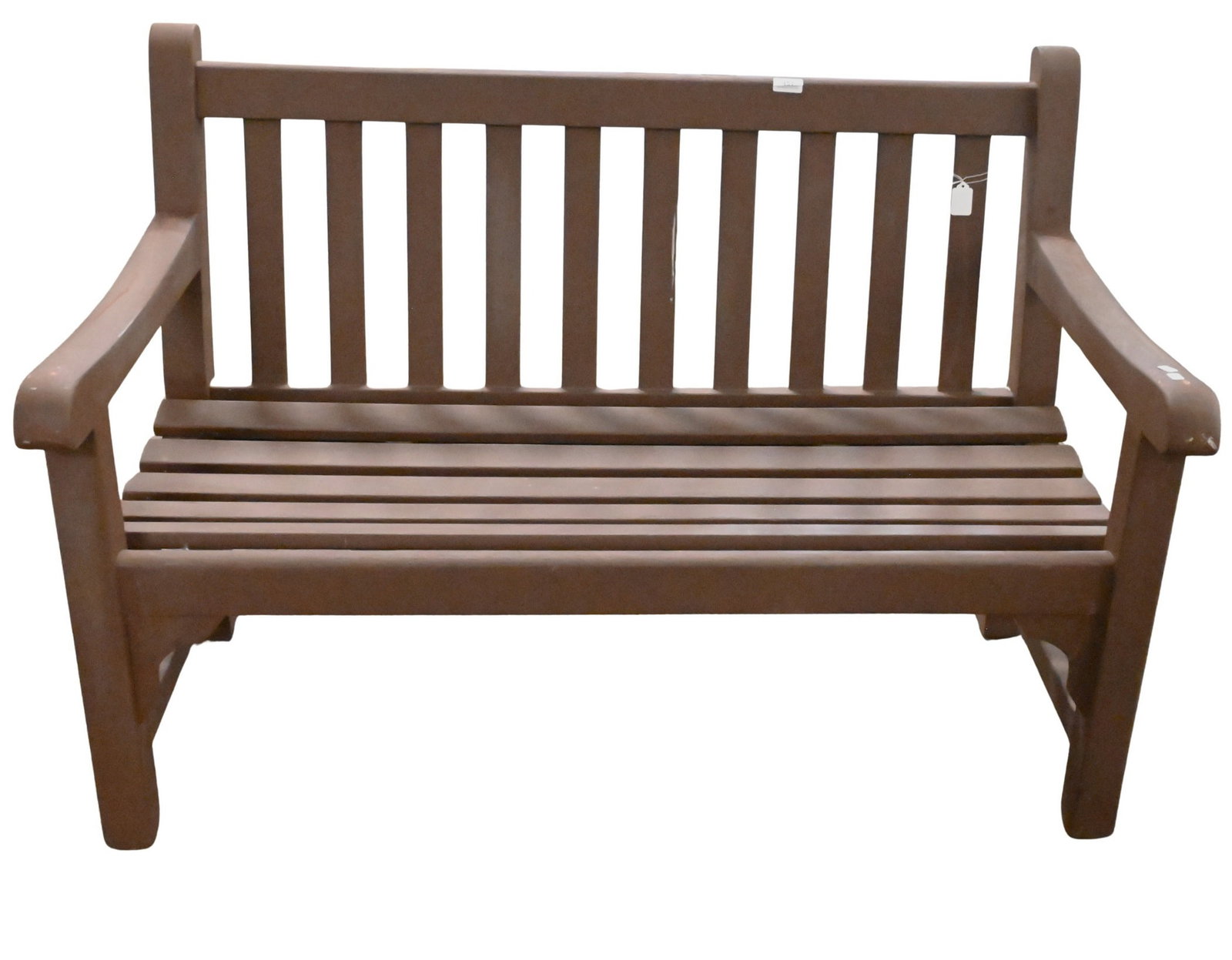Painted Outdoor Teak Bench: Painted Outdoor Teak Bench height 33 1/4 inches, length 47 1/2 inches, depth 24 1/4 inches