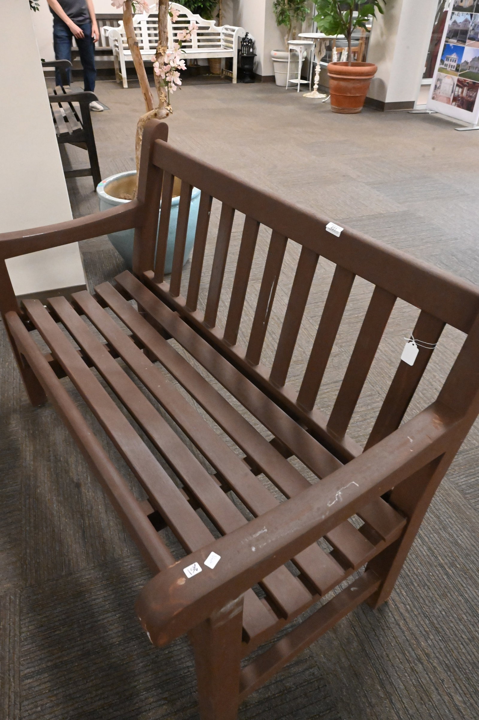Painted Outdoor Teak Bench - 4