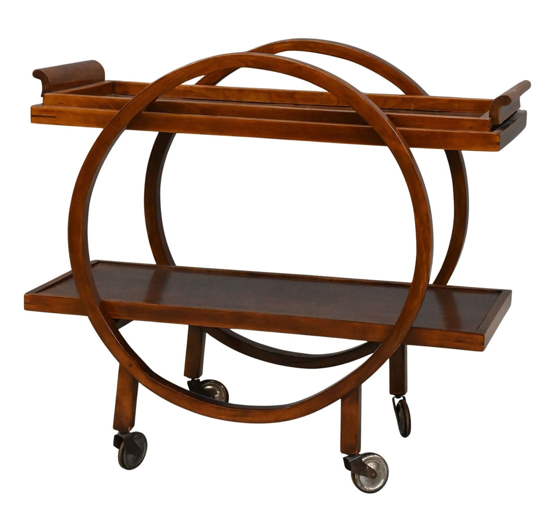 Thonet Debrecen Art Deco Serving Trolly / Cart: Thonet Debrecen Art Deco Serving Trolly / Cart having two tiers and set on large original casters height 28 1/2 inches, 16 1/2" x 32"