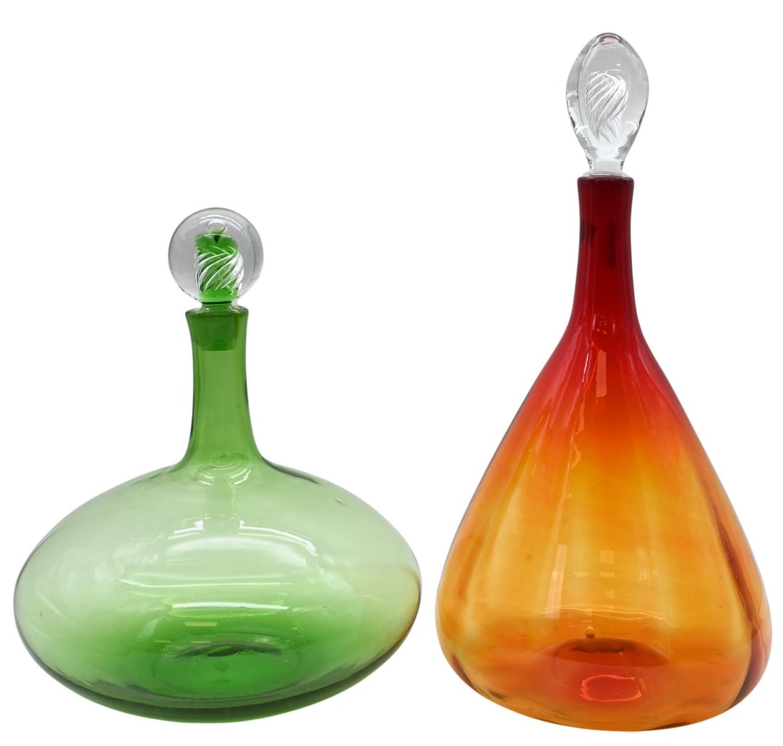 Two Joel Myers for Blenko Glass Air Twist Decanters (1 of 6)