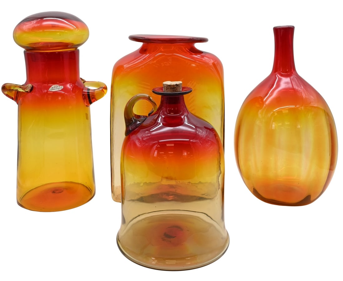 Four Piece Blenko Glass Amberina Group (1 of 5)