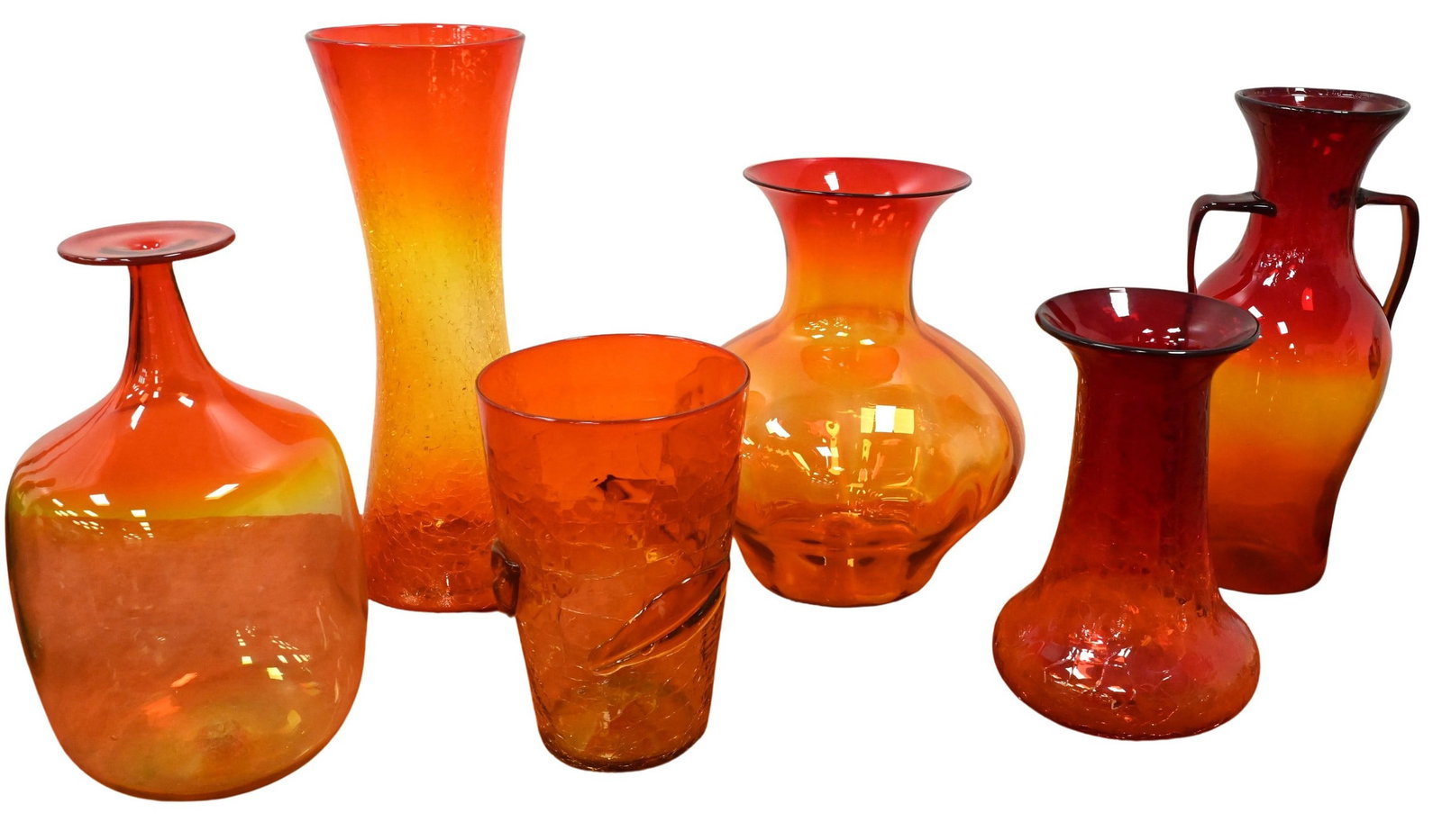 Six Piece Blenko Glass Amberina Group (1 of 5)