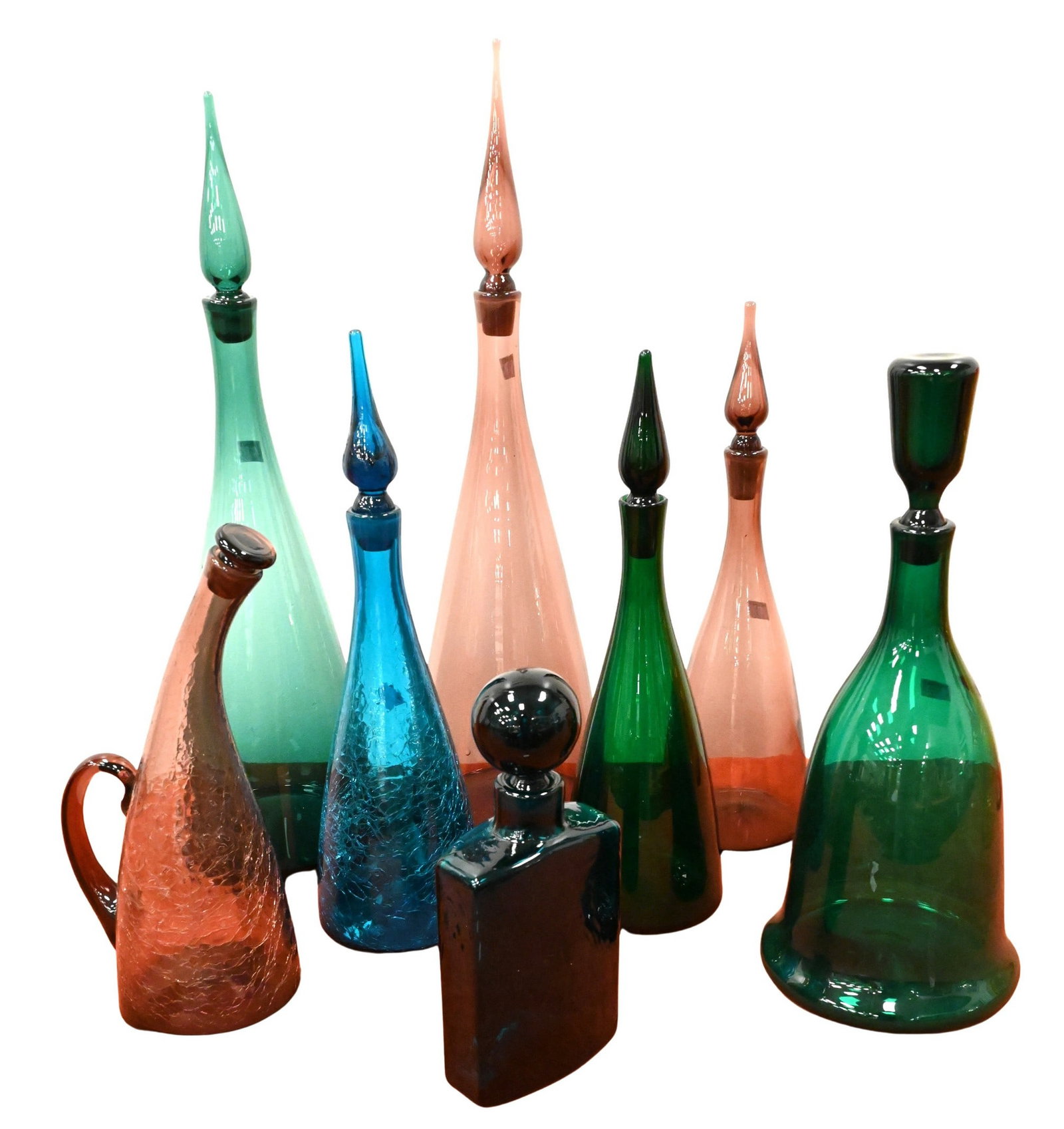 Eight Piece Blenko Glass Decanter Grouping (1 of 6)