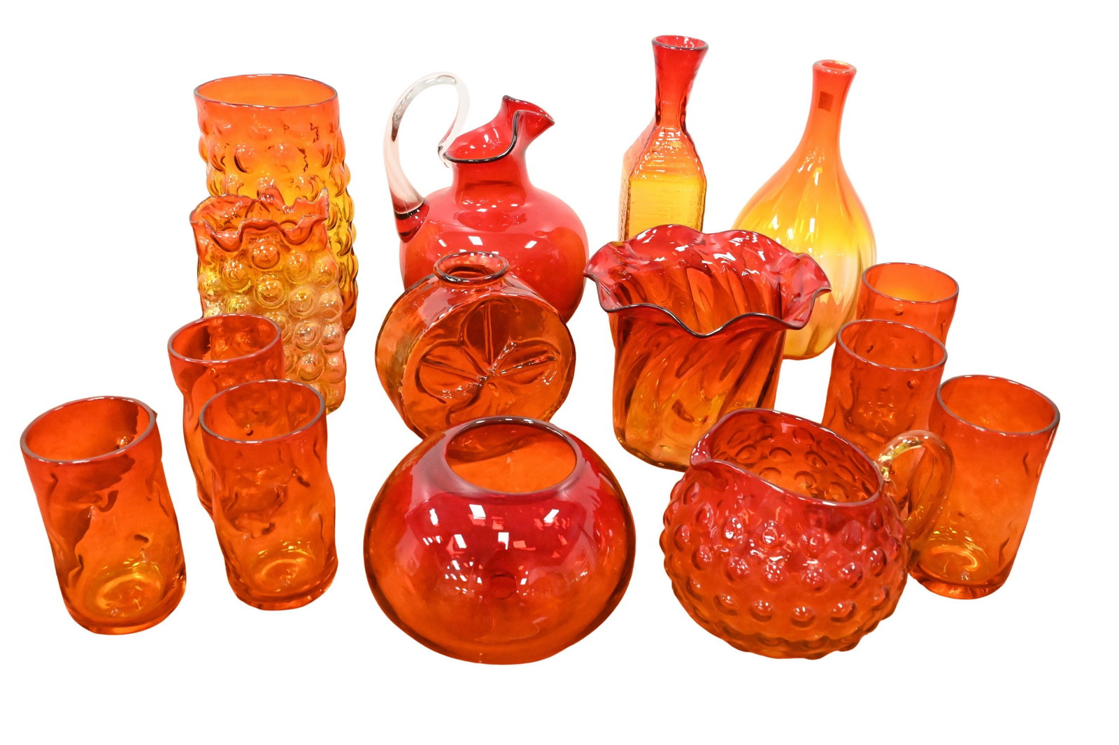 15 Piece Blenko Amberina Glass Group (1 of 6)