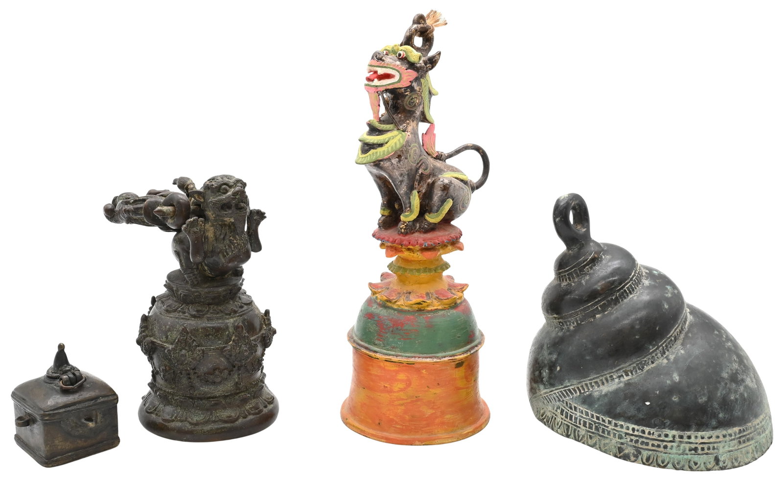 Four Archaic Burmese Bronze Temple Bells (1 of 6)