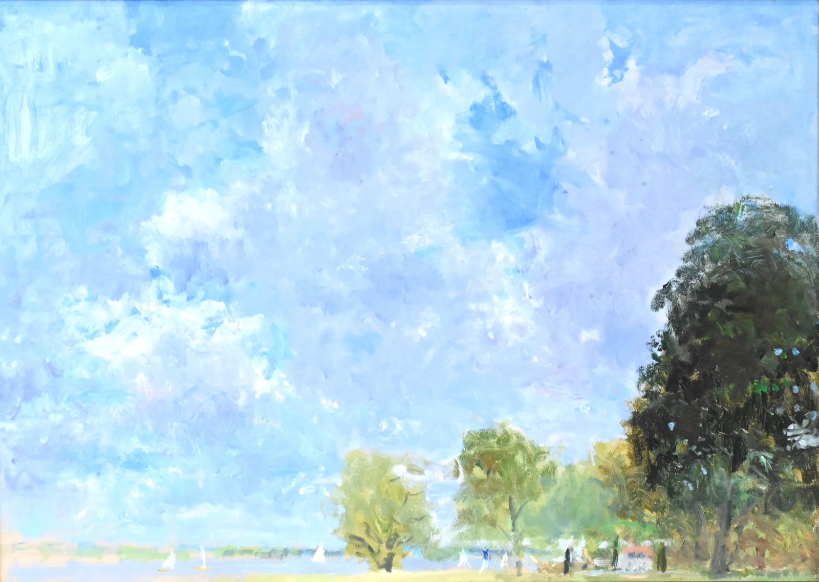 David Fertig (American B.1946): David Fertig (American B.1946) "Strong Wind in July", 1979 Oil on canvas Titled and dated verso 22" x 31" canvas Provenance: Property from a Private Collection