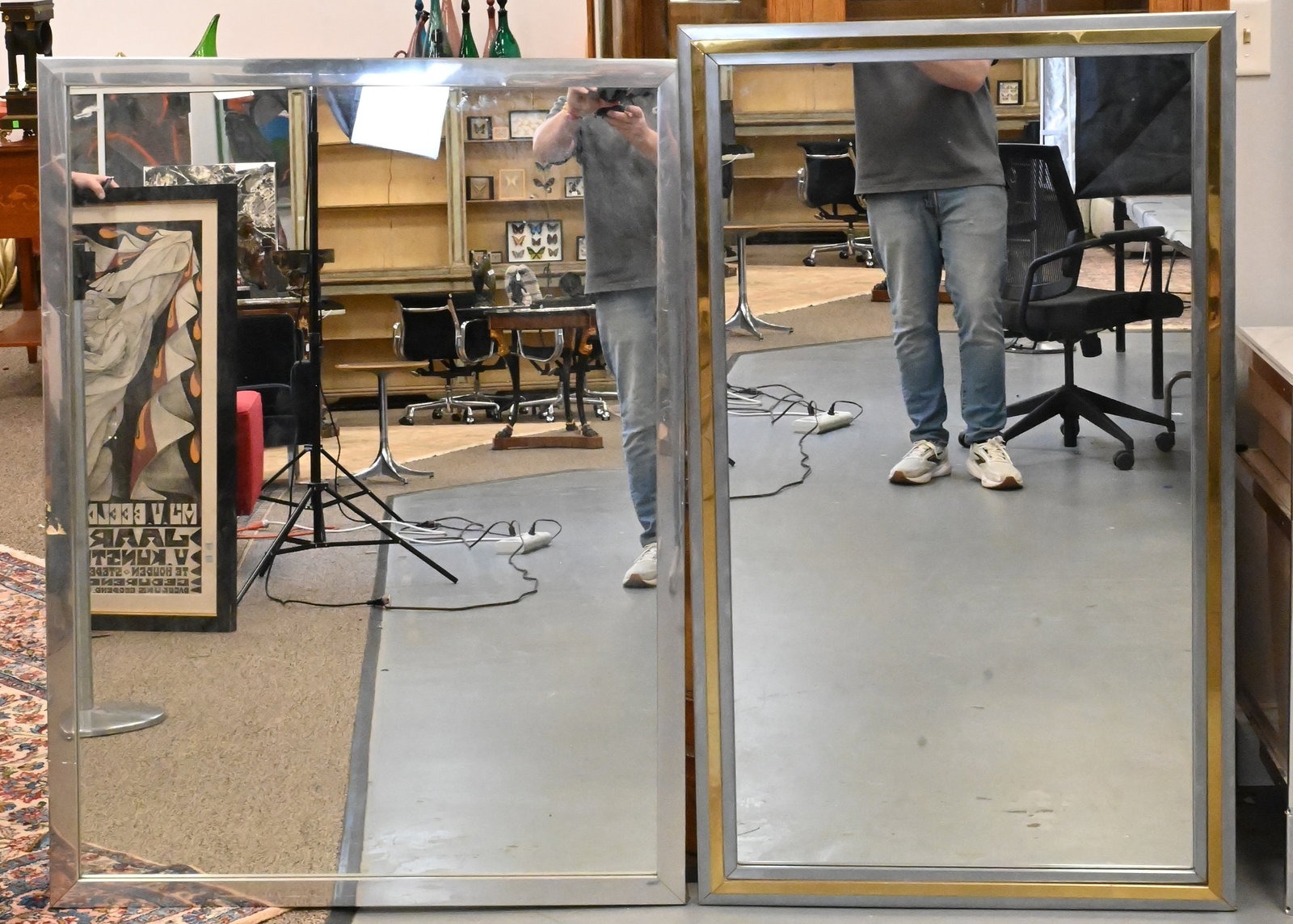 Two Large Maison Jansen Style Chrome Mirrors - 2