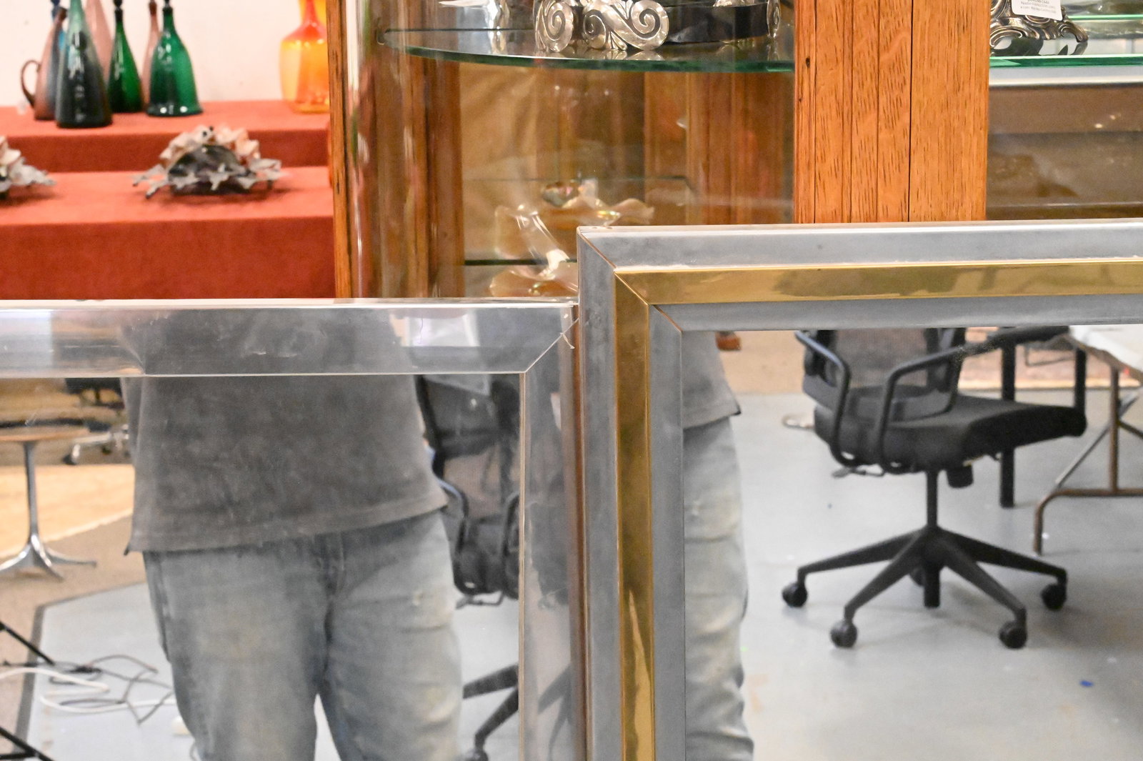 Two Large Maison Jansen Style Chrome Mirrors - 5