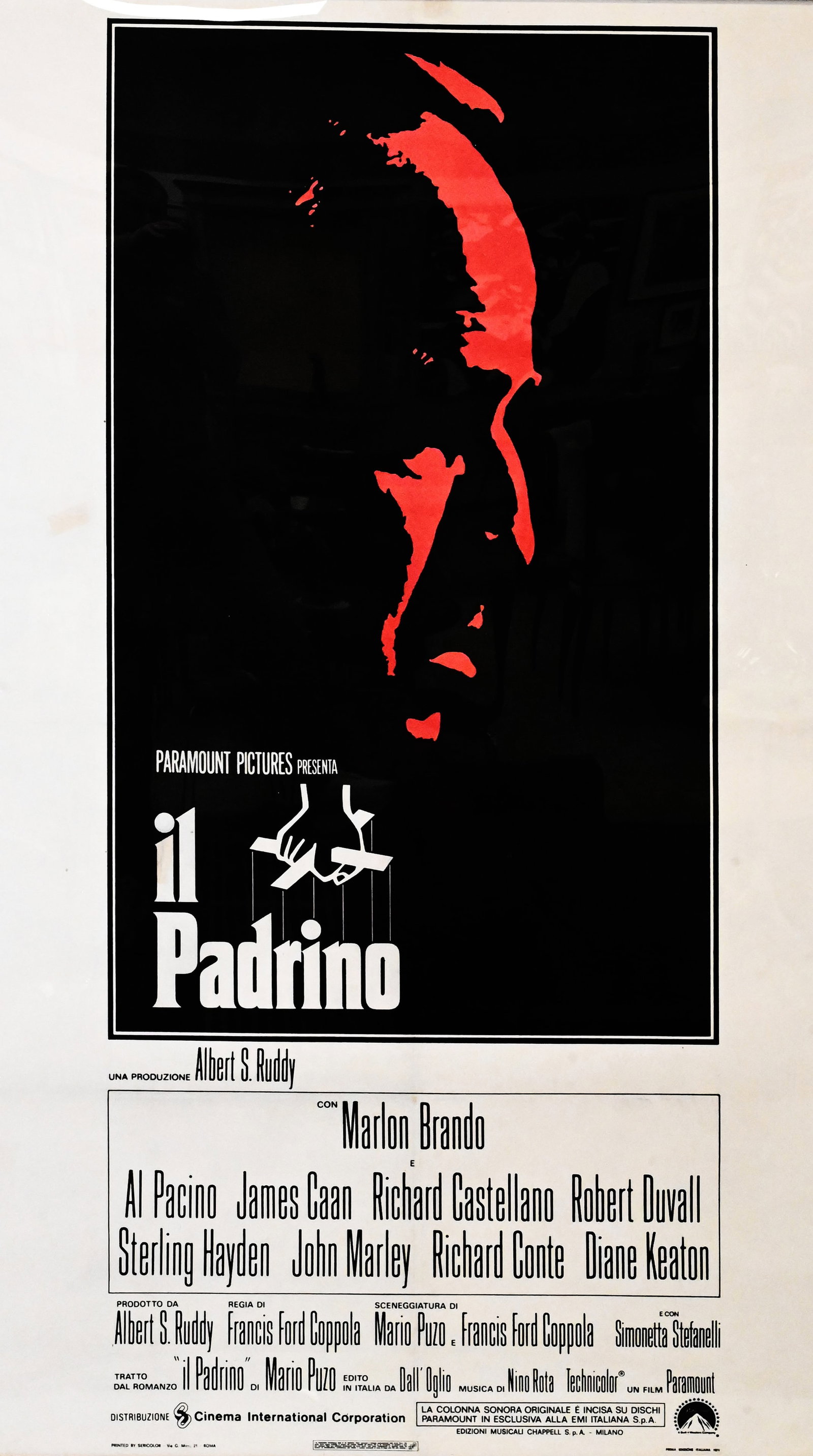 S. Neil Fujita (American 1921-2010): S. Neil Fujita (American 1921-2010) "Il Padrino (The Godfather)", 1972 Silkscreen paper, movie poster 54 3/4" x 39" sight, 61" x 45 1/2" frame Provenance: Property from the Collection of Thomas D.