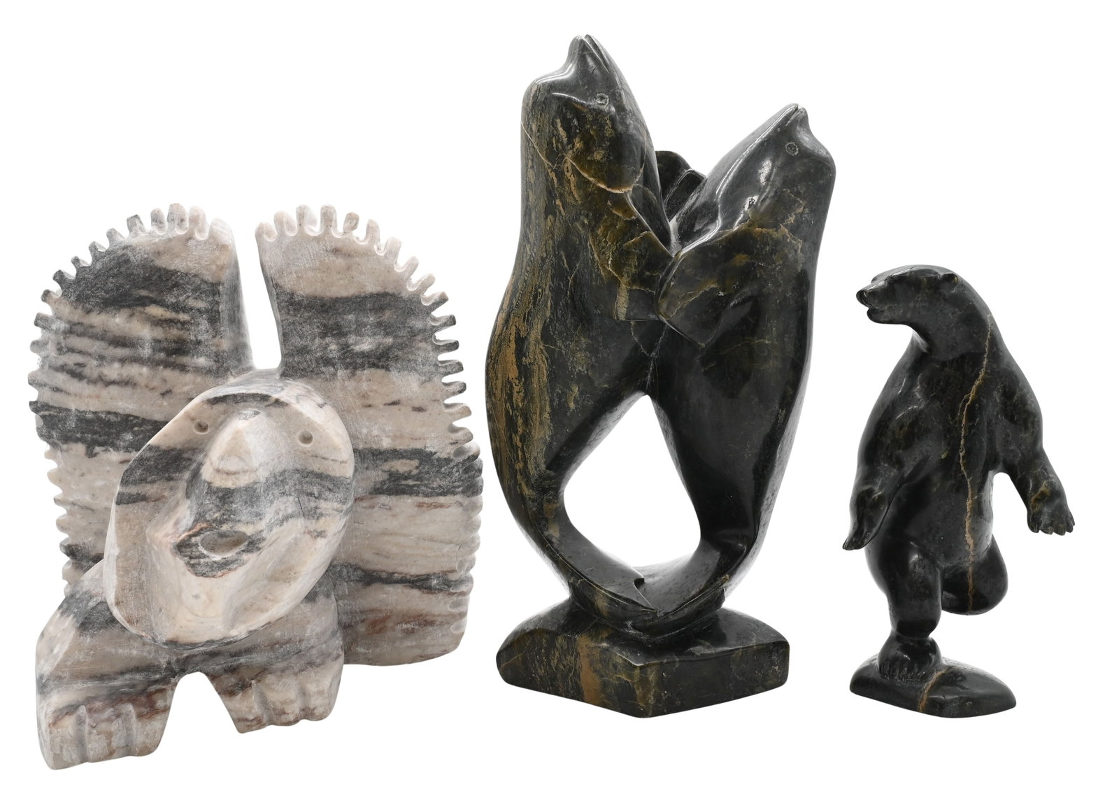 Three Inuit Soapstone Animal Carvings (1 of 8)