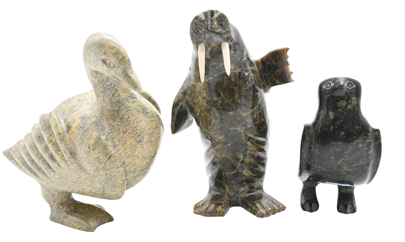Three Inuit Soapstone Animal Carvings (1 of 5)