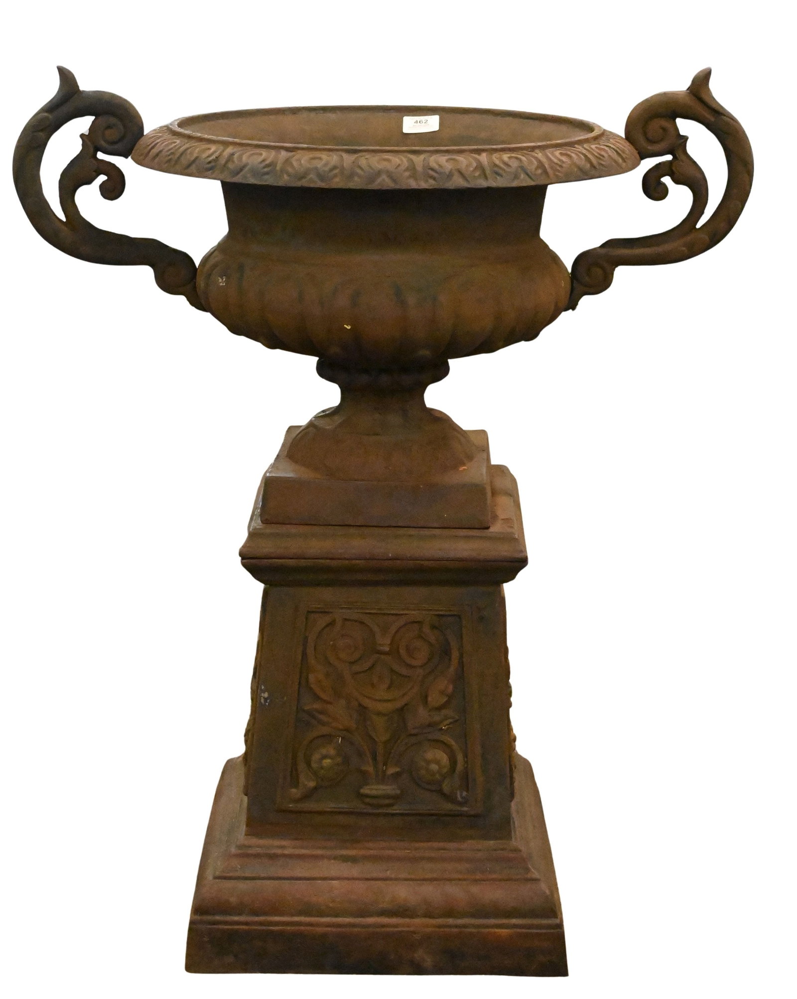 Classical Style Cast Iron Garden Urn on Pedestal (1 of 4)