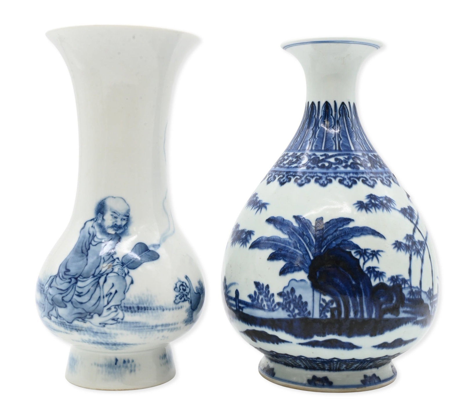 Two Chinese Blue and White Porcelain Vases (1 of 6)