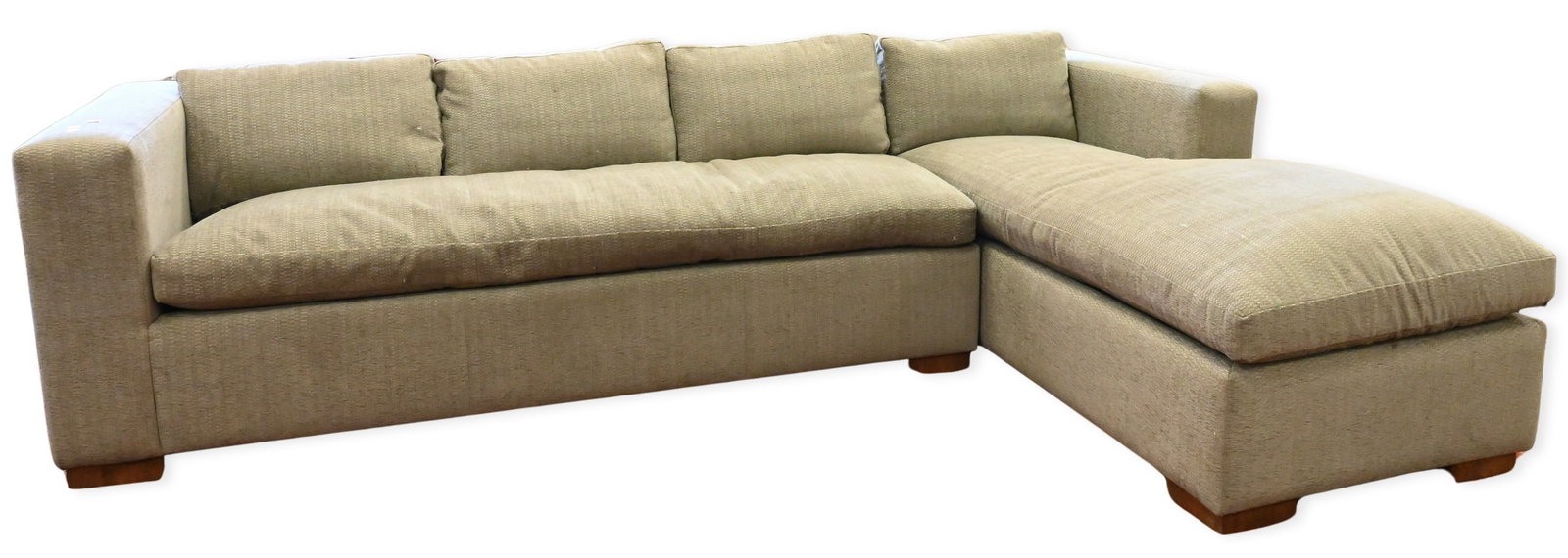 Avery Boardman Two-Part Sofa Lounge: Avery Boardman Two-Part Sofa Lounge with pull out queen size bed having chenille upholstery "Sancerer." height 28 inches, length 109 inches, depth 72 inches Provenance: purchased from Noblis in 2013 f