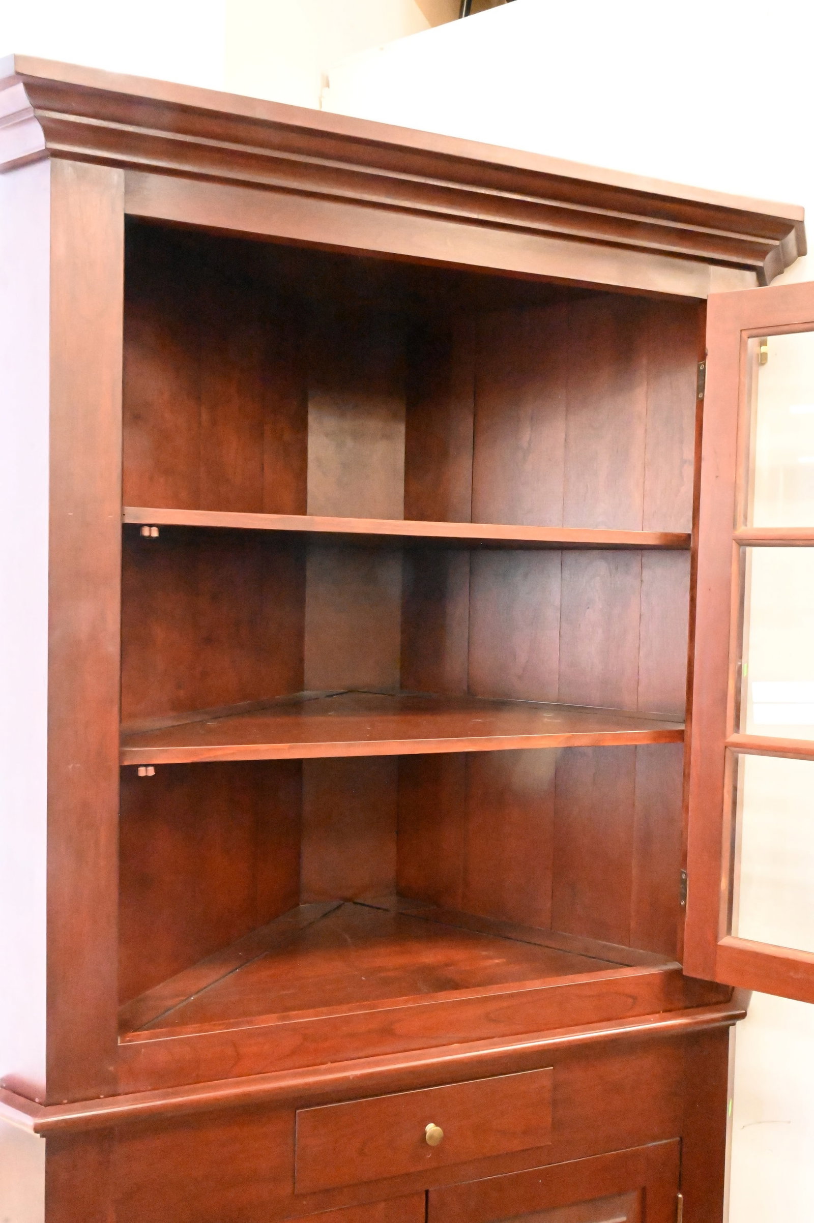 Benchmade Dark Cherry Two Part Corner Cabinet - 3