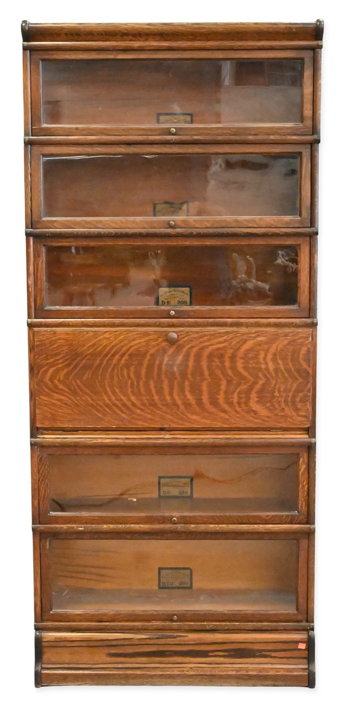 Globe Wernicke Oak Seven Section Stacking Bookcase: Globe Wernicke Oak Seven Section Stacking Bookcase height 29 inches, top 24" x 40"