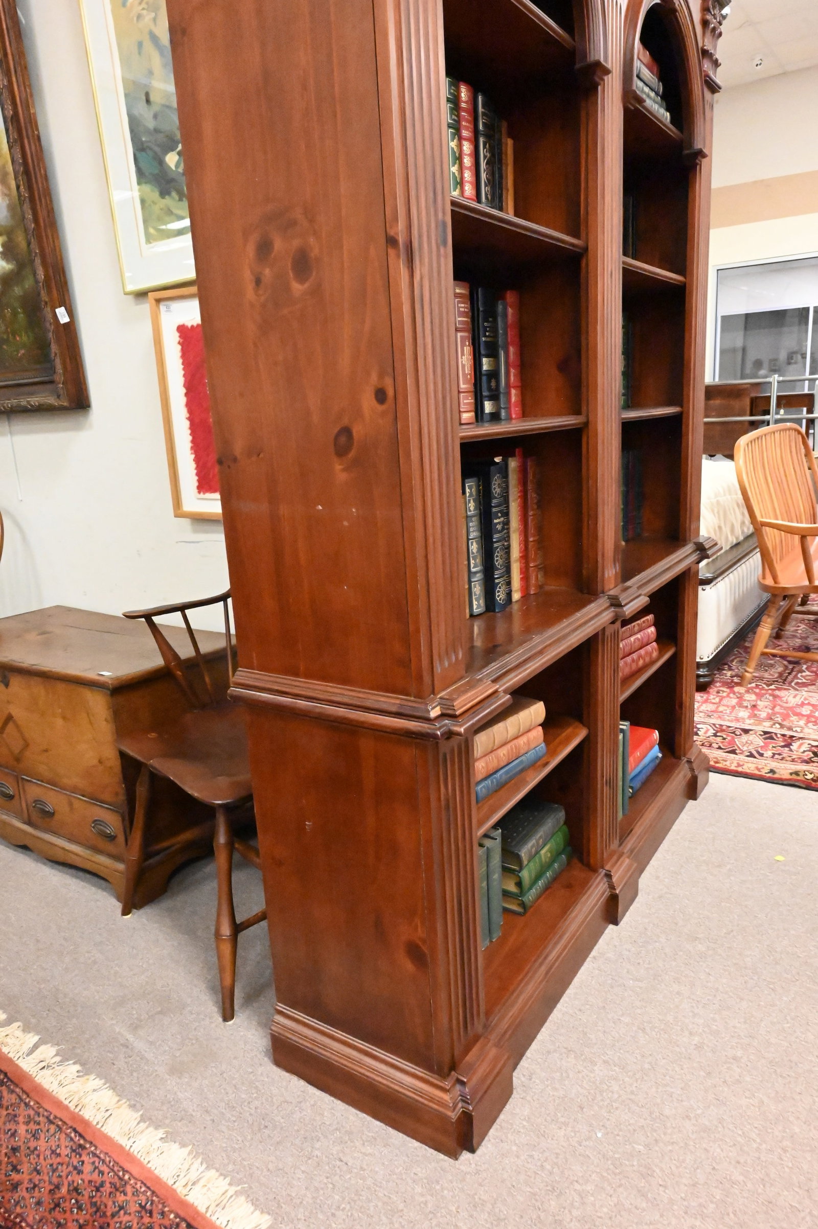 Chippendale Style Two Part Bookshelf - 4