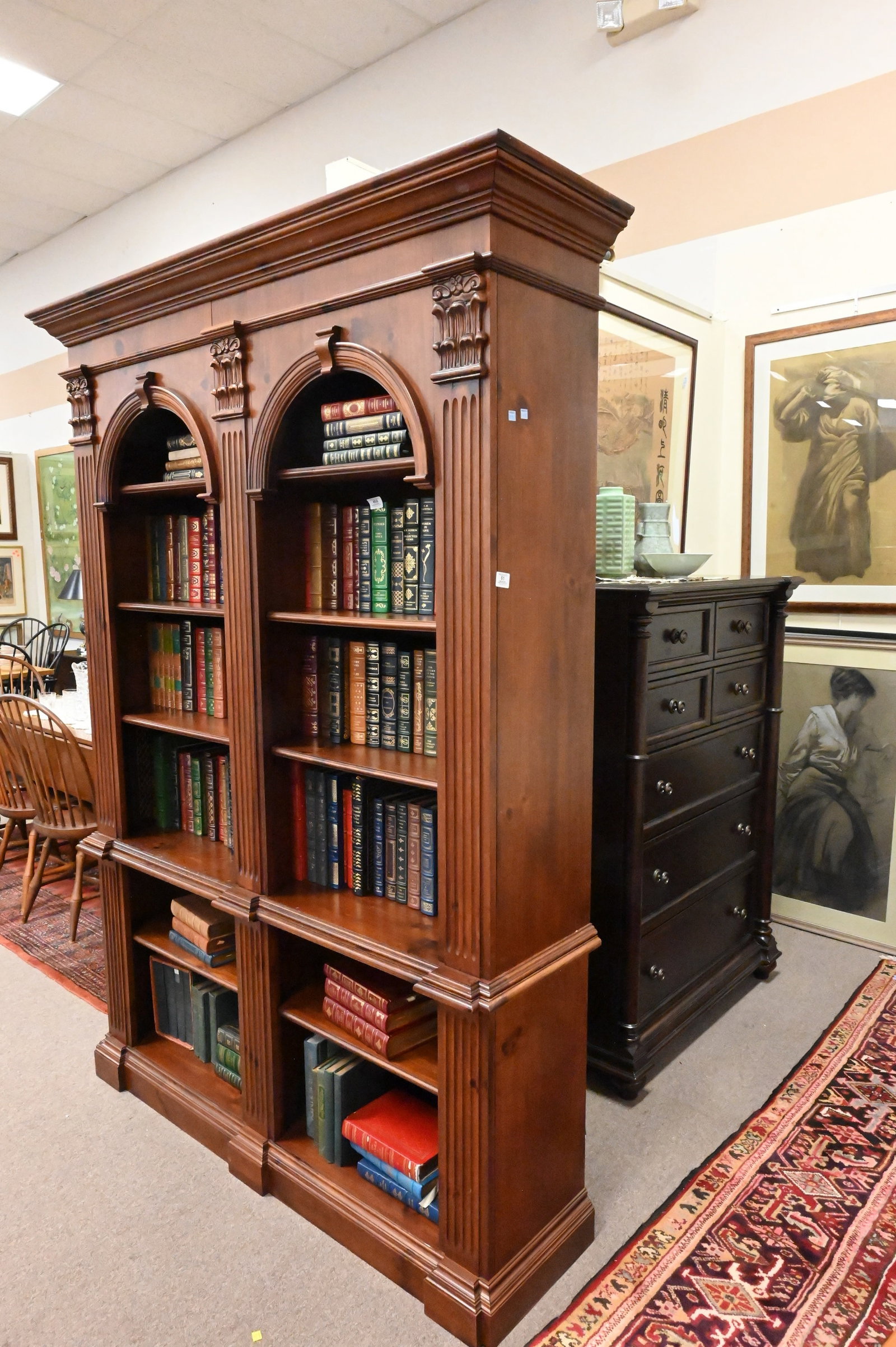 Chippendale Style Two Part Bookshelf - 5