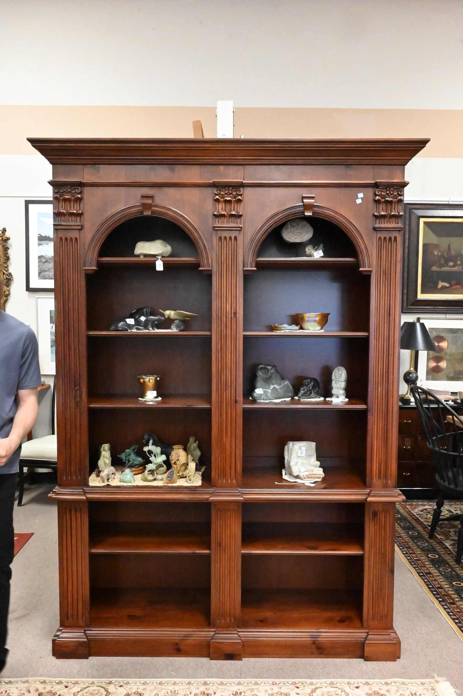 Chippendale Style Two Part Bookshelf - 2