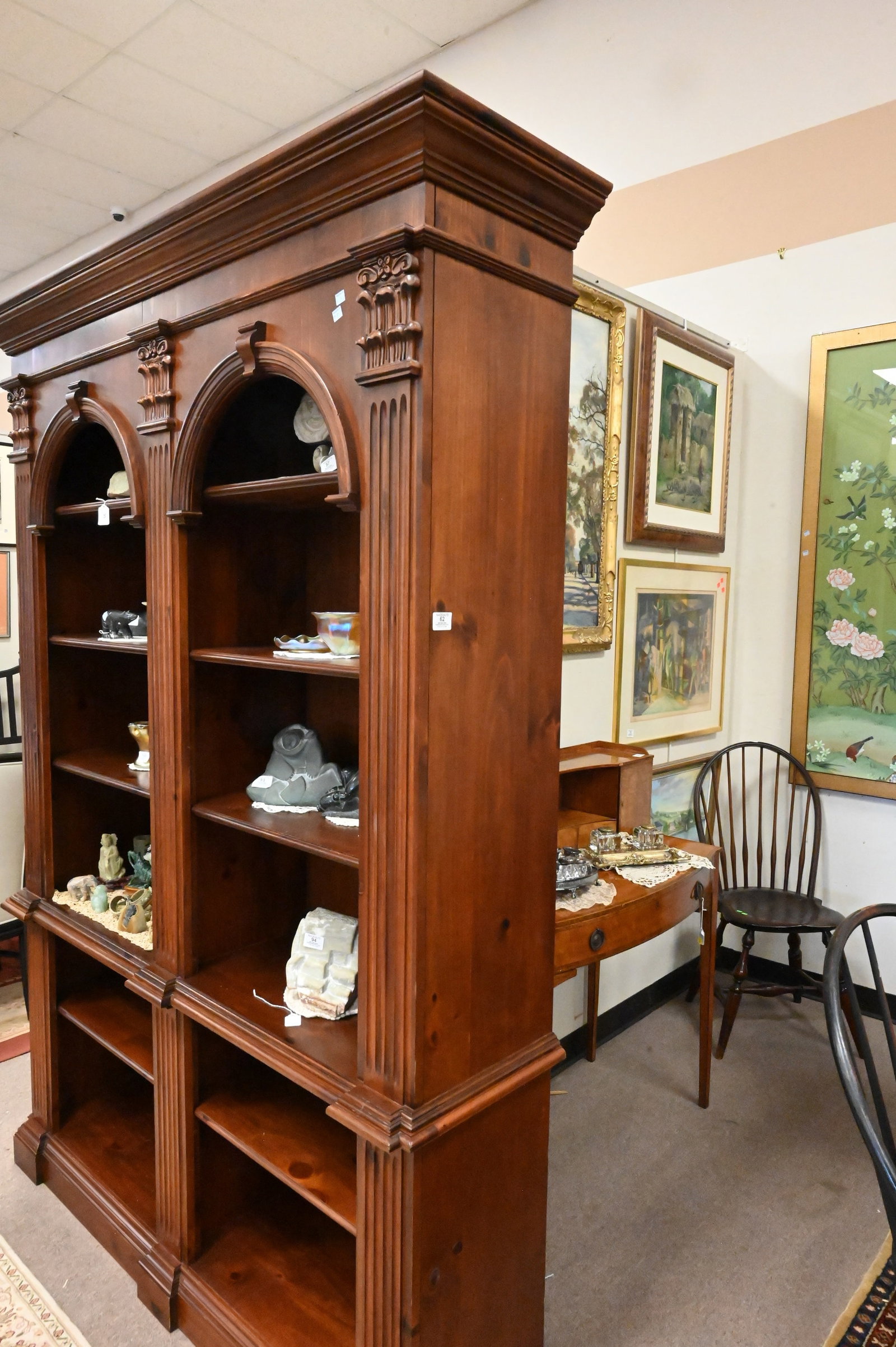 Chippendale Style Two Part Bookshelf - 5