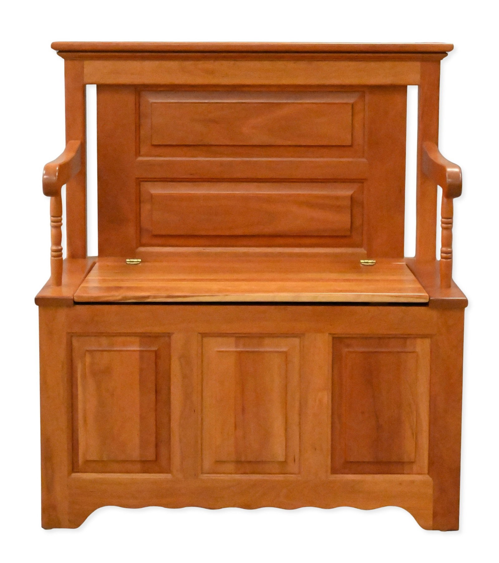 Cherry Lift Seat Bench: Cherry Lift Seat Bench height 38 1/4 inches, depth 18 inches
