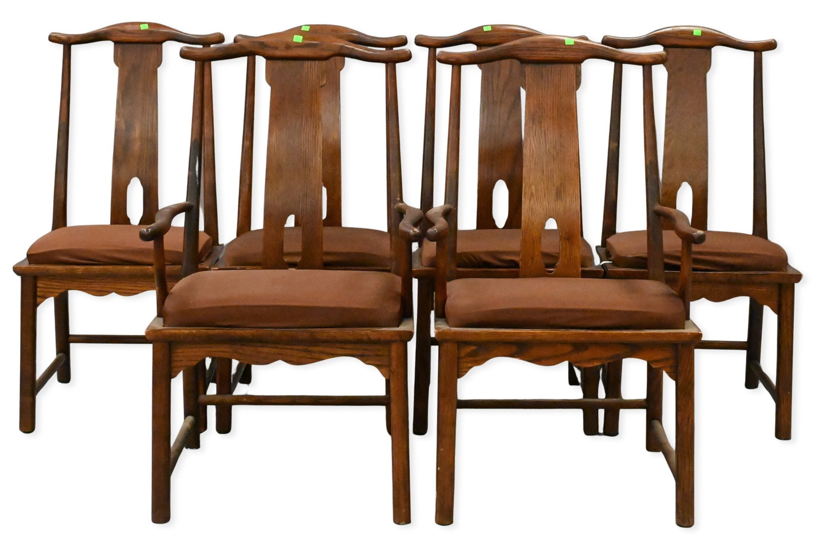 Century Furniture Company Set of Six Chinese Style Oak Chairs: Century Furniture Company Set of Six Chinese Style Oak Chairs four side chairs, two armchairs height 40 inches