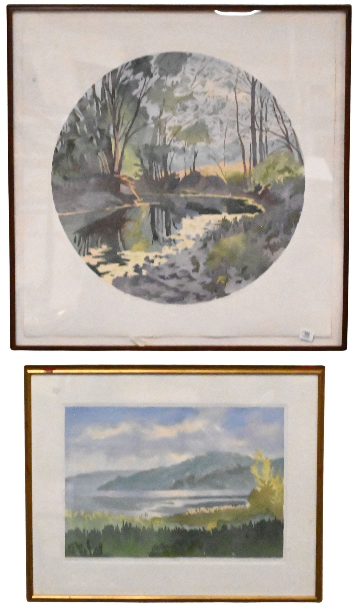 Three: David Grubb (American 20th/21st Century): Three: David Grubb (American 20th/21st Century) "Shaded Stream #14" Watercolor, pochoir on paper Signed lower right David Grubb 42 1/2" x 24" frame "Salt Creek in Sunlight #60", 1985 Watercolor,