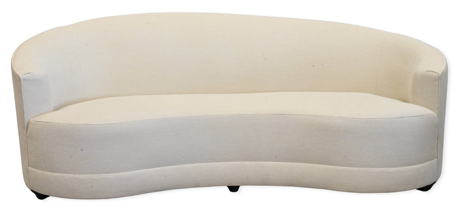 Crate & Barrel "Infiniti" Curved Back Sofa: Crate & Barrel "Infiniti" Curved Back Sofa Contemporary upholstered sofa by Crate & Barrel, model Infiniti, featuring a sweeping curved back, asymmetrical kidney-form seat, and channeling inspired by 