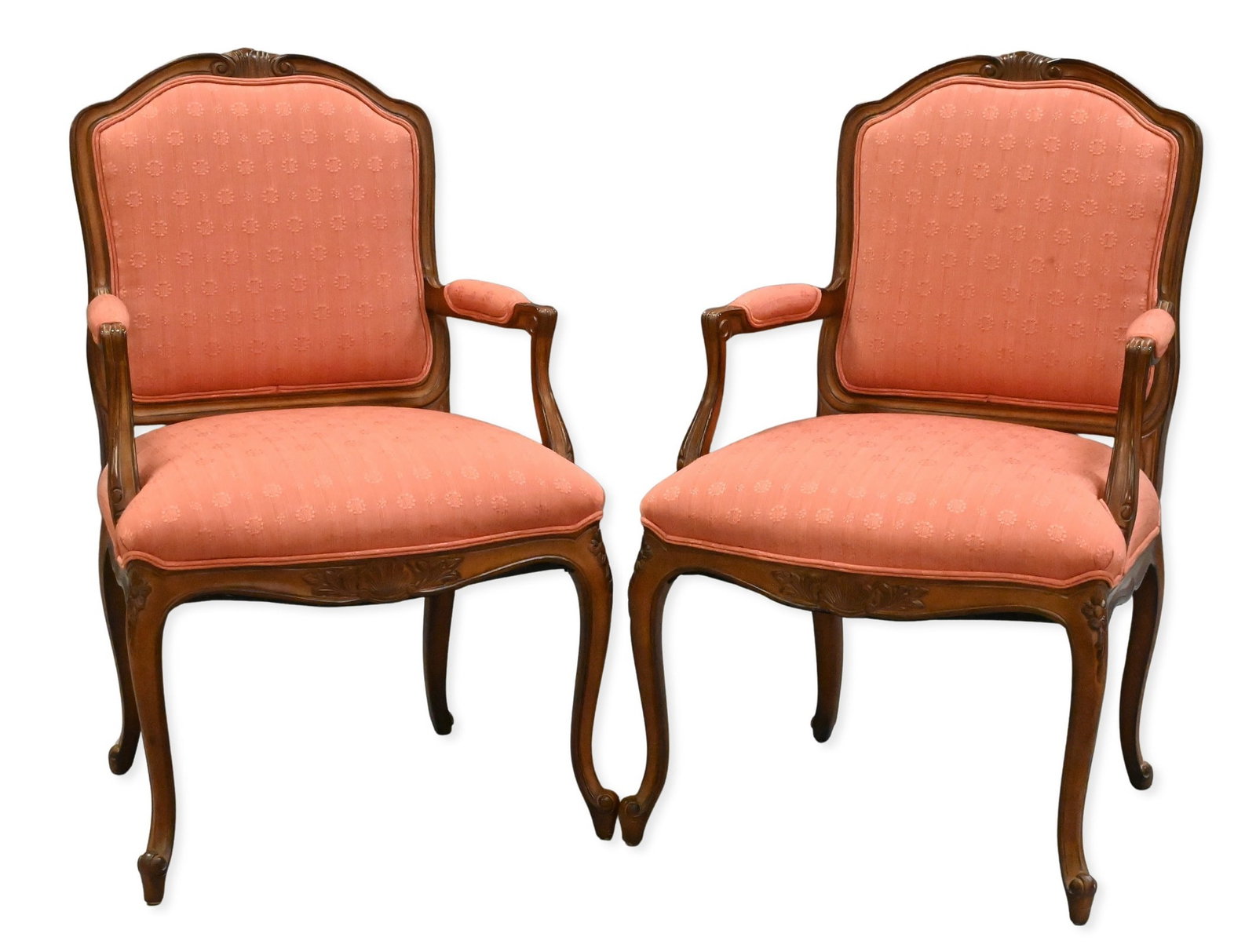 Pair of Louis Mittman Louis XV Style Open Armchairs: Pair of Louis Mittman Louis XV Style Open Armchairs overall height 38 3/4 inches, seat height 18 inches, width 24 inches