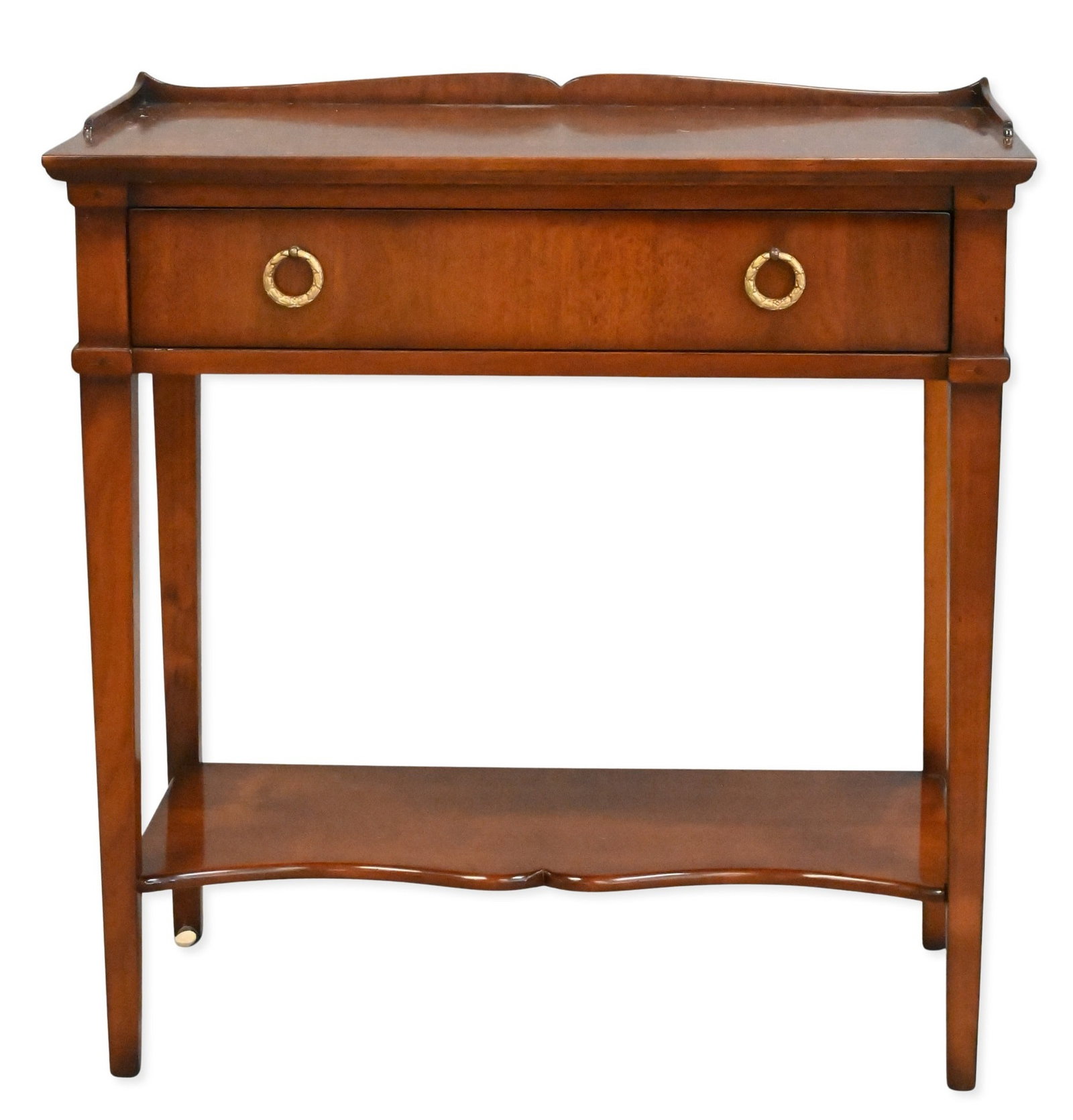 Assi D'asolo Custom Mahogany Table: Assi D'asolo Custom Mahogany Table with gallery and one drawer height 30 inches, length 29 1/2 inches, depth 15 3/4 inches