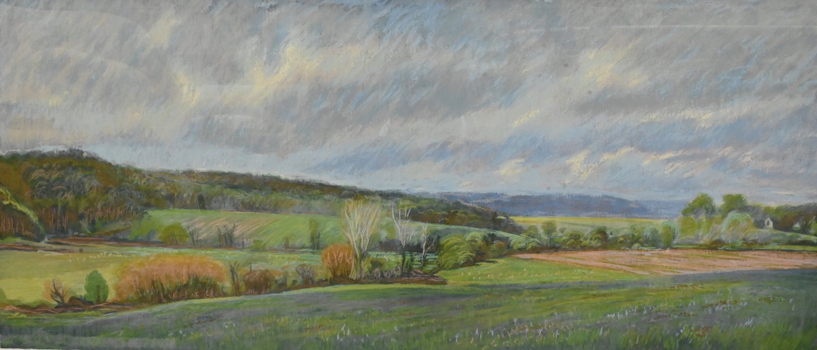 David Grubb (American 20th/21st Century): David Grubb (American 20th/21st Century) "Belmont Overcast", 1986 Screenprint, edition 7/150 Signed and dated lower right David Grubb 1986 28" x 50" frame Provenance: Property from a Private