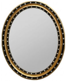 Ebonized and Gilt Oval Irish Mirror