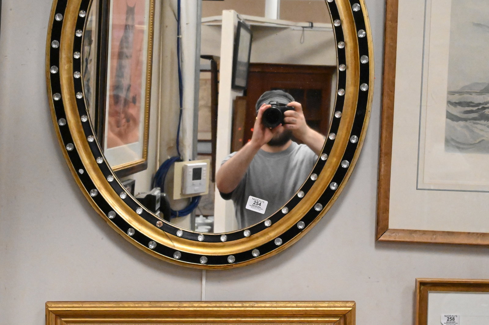 Ebonized and Gilt Oval Irish Mirror - 3