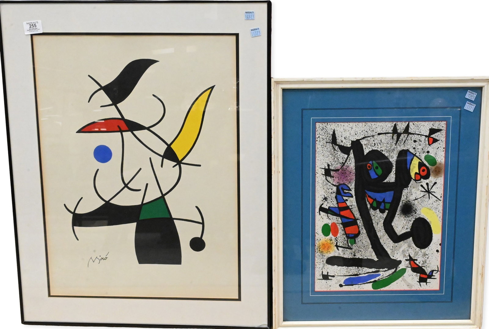 Three: Joan Miro (Spanish 1893-1983): Three: Joan Miro (Spanish 1893-1983) "Jeune Fille aux Papillons" (Young woman with butterflies) 1971 Original color lithograph, from the edition 1500 unsigned impressions published in the deluxe art r