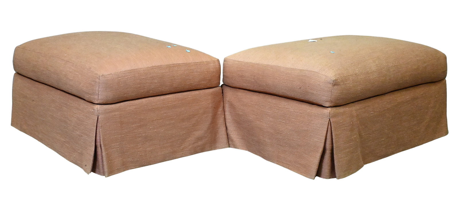 Pair of Upholstered Ottomans Set on Casters: Pair of Upholstered Ottomans Set on Casters height 17 inches, top 23" x 35"